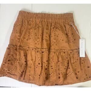NWT Bishop&Young Large Orange Textured‎ Fall Festival Boho Gypsy Midi Skirt